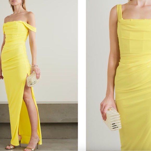 NWT STAUD Stormi ruched stretch-tulle maxi dress in RED size Small - Picture 6 of 8